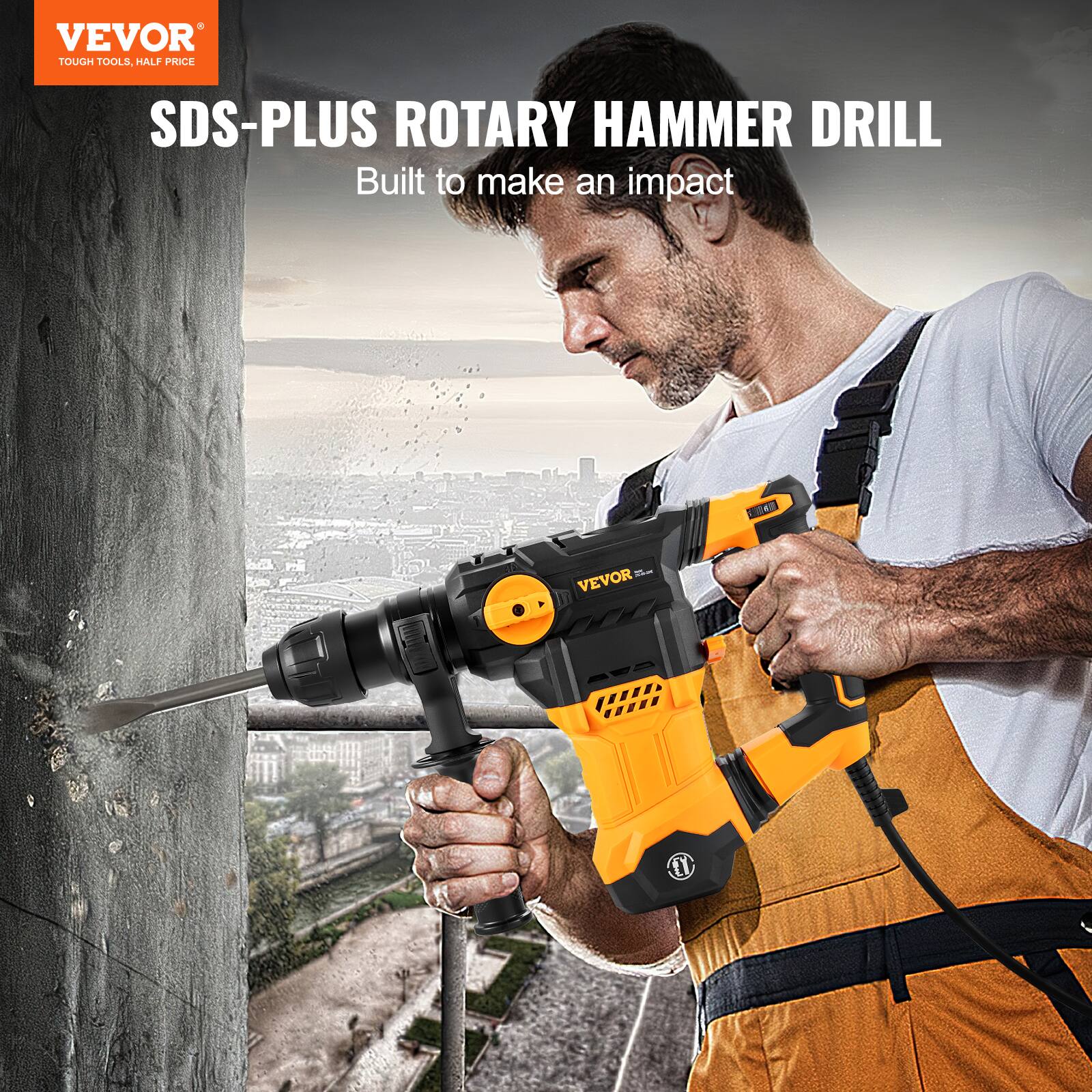 まるまるまる VEVOR 1 1/4 Inch SDS Plus Rotary Hammer Drill, 13 Amp Corded