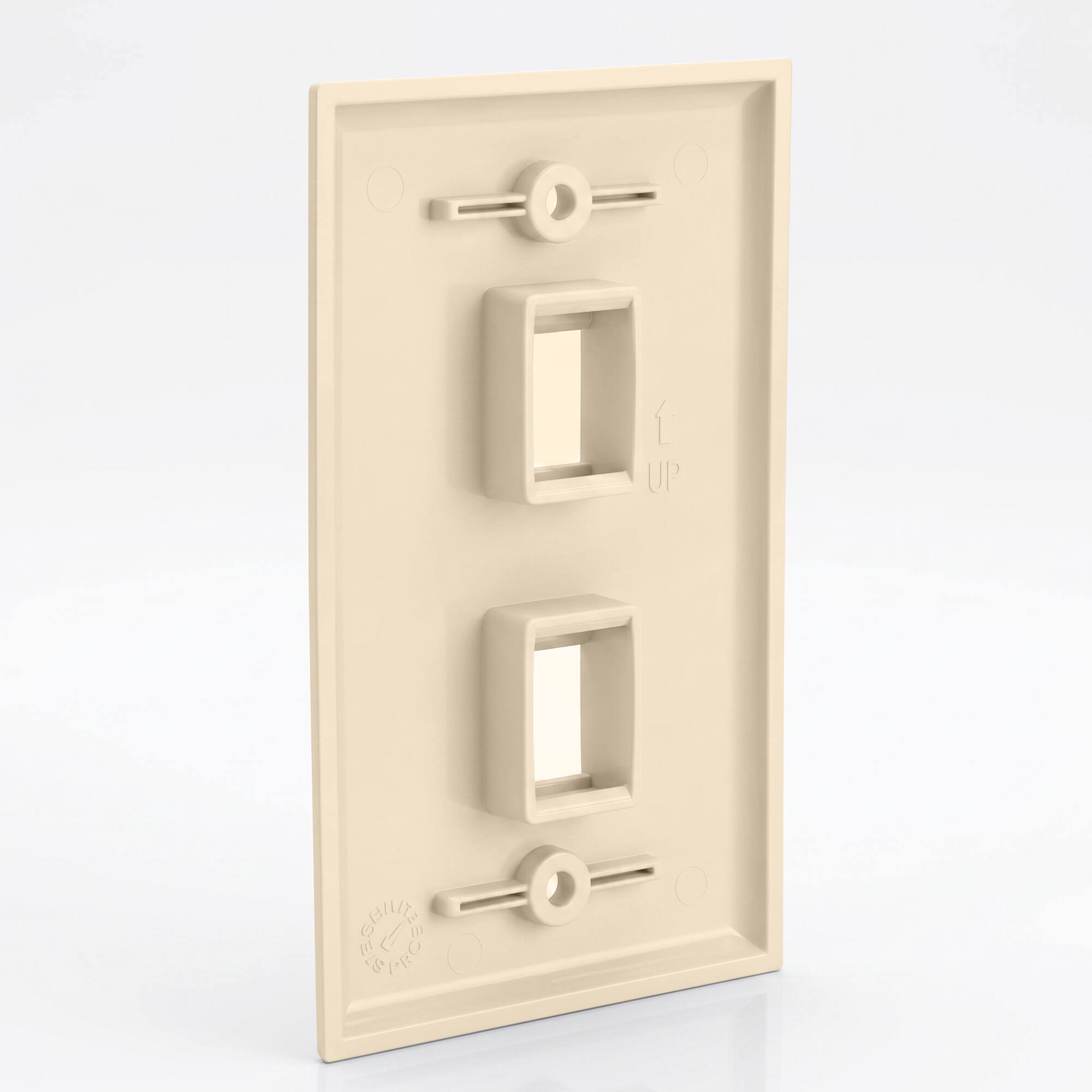 Angle. Cmple.com - Cmple - Keystone Wall Plate Cover Ethernet Wall Plates for Modular Inserts, RJ45 Keystone Jack - 2 Port - Ivory - Ivory.