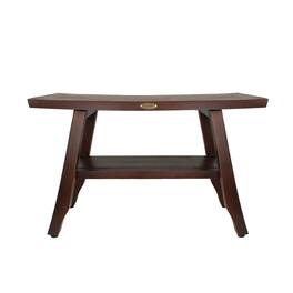 DecoTeak - DecoTeak® Satori® 28" Teak Wood Shower Bench with Shelf Finish - Woodland Brown