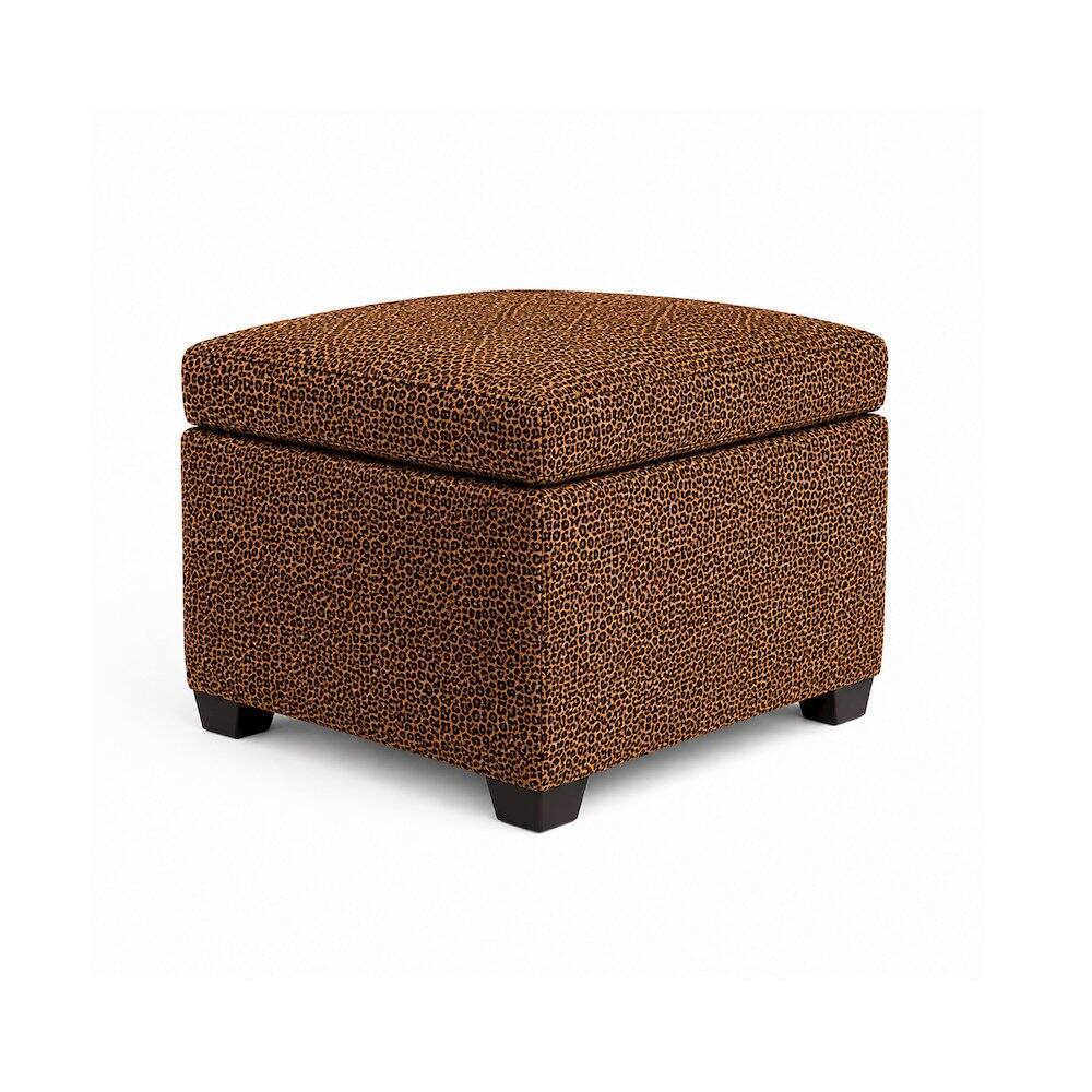 Front. Sanford - Jackson Square Storage Ottoman Velvet Leopard - Leopard Print.