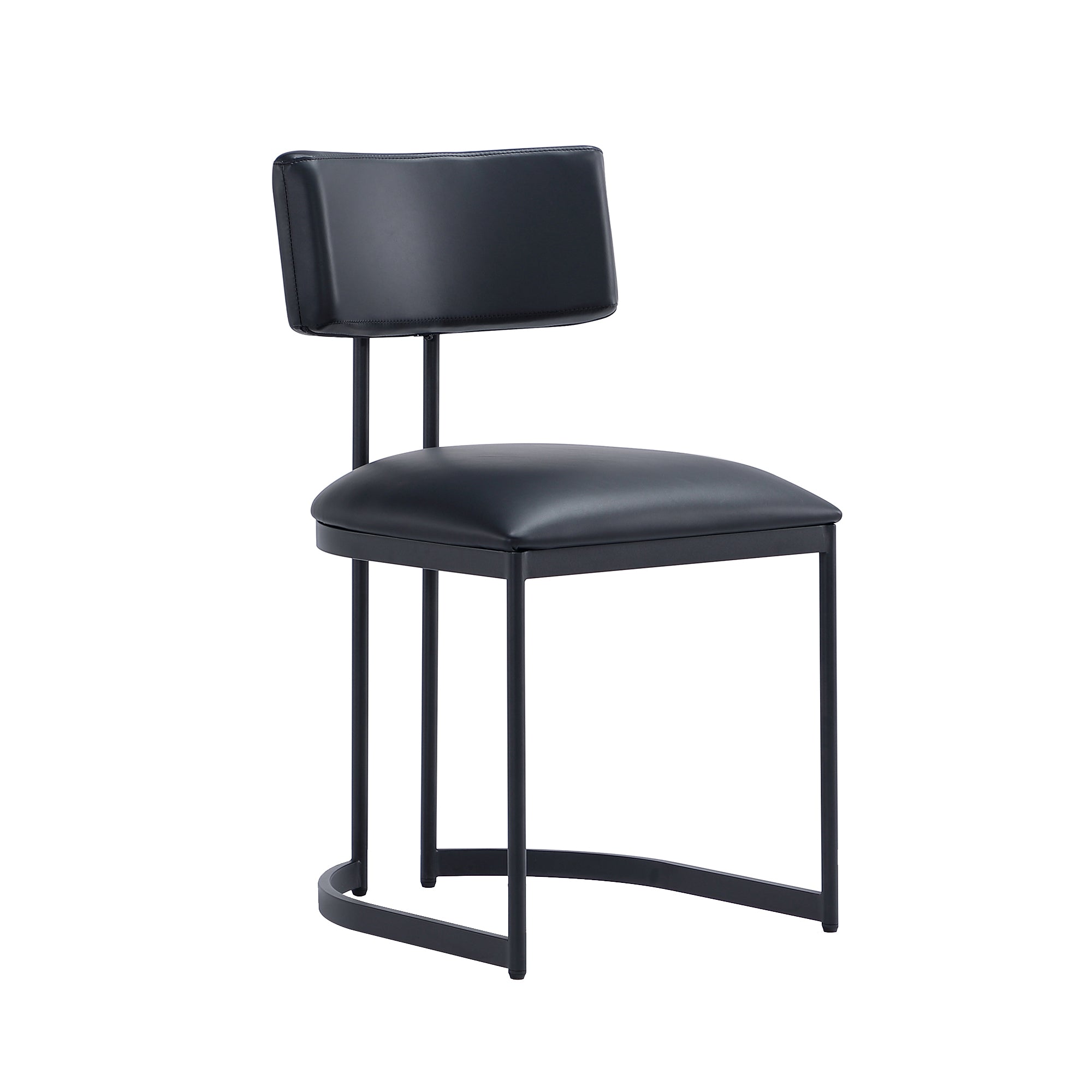 Front. Manhattan Comfort - Juno Contemporary Modern Metal Vegan Leather Side Chair - Black.