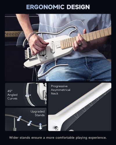 Donner music Donner HUSH X Electric Guitar Kit for Travel White Donner music Donner HUSH X Electric Guitar Kit for Travel White