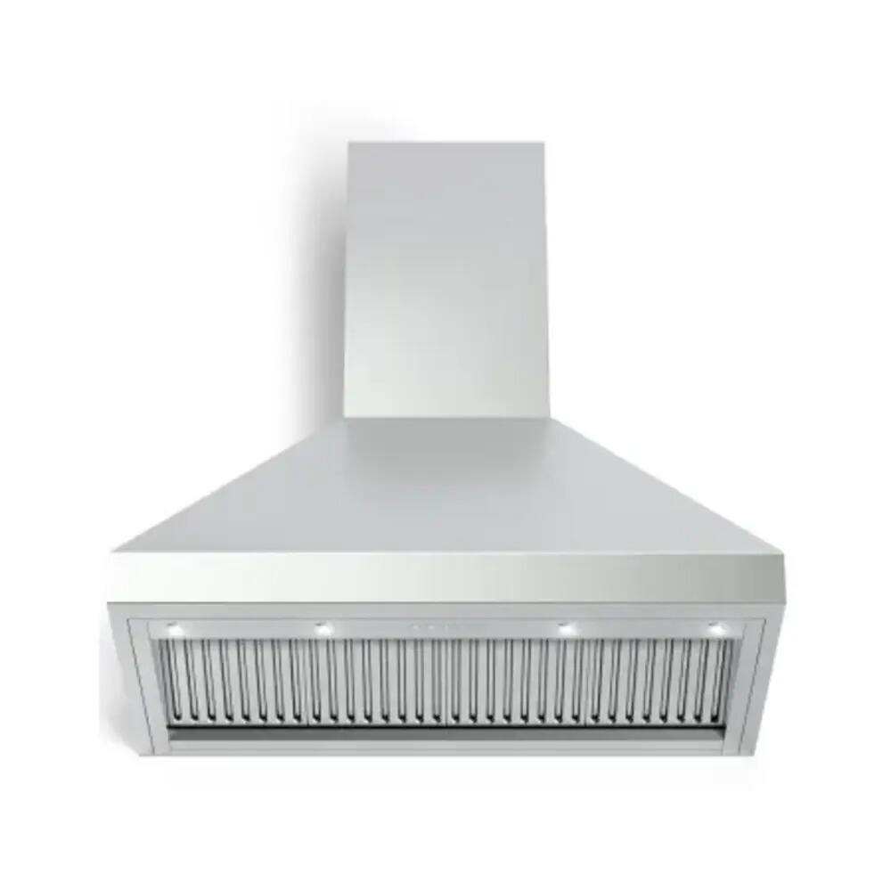 Alt View 1. Verona - Verona 48 inch Designer Chimney Wall Hood with 1200 CFM, Stainless Steel Baffle Filters, LED Lighting in Stainless Steel - Stainless Steel.