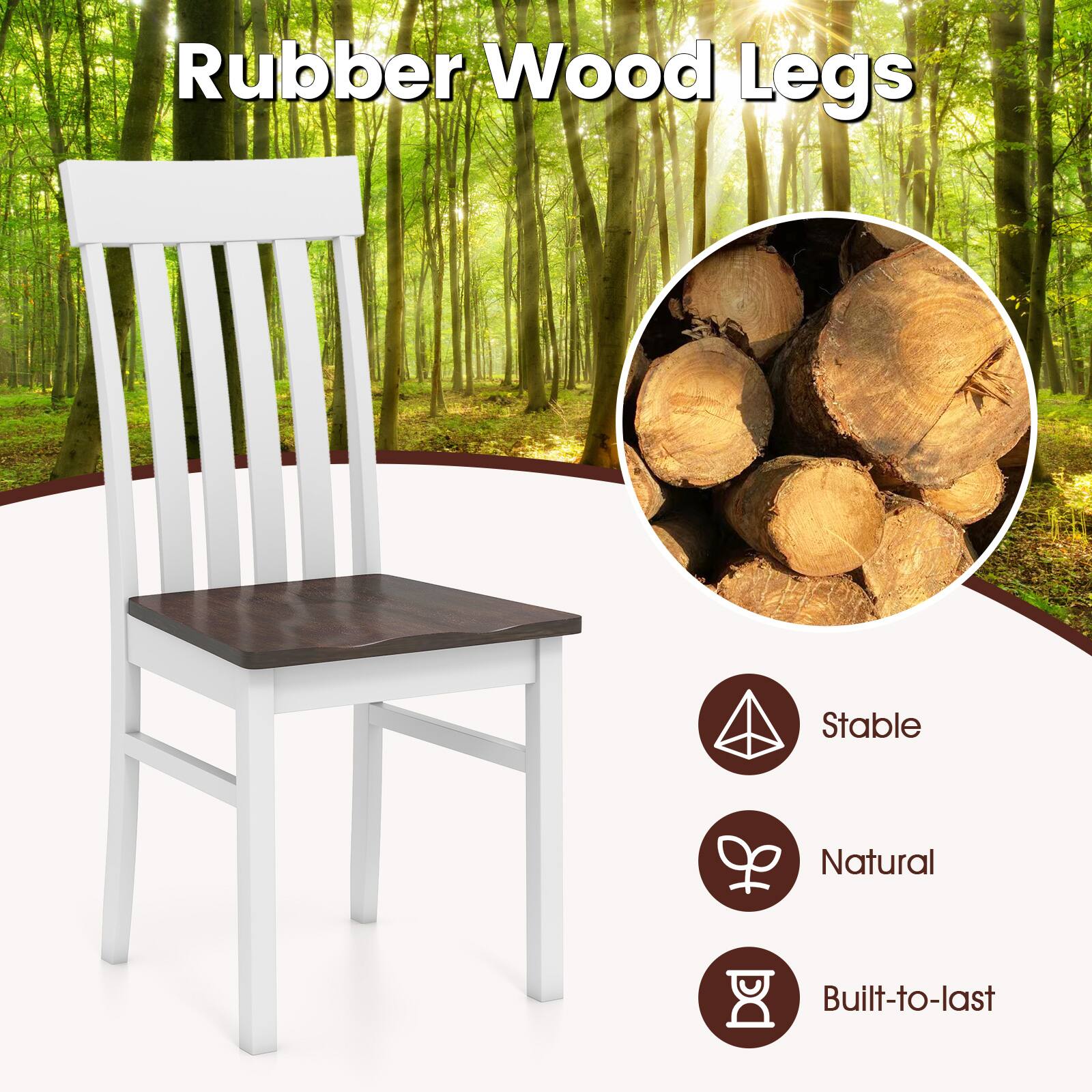 Rubber Wood Legs

- Stable
- Natural
- Built-to-last