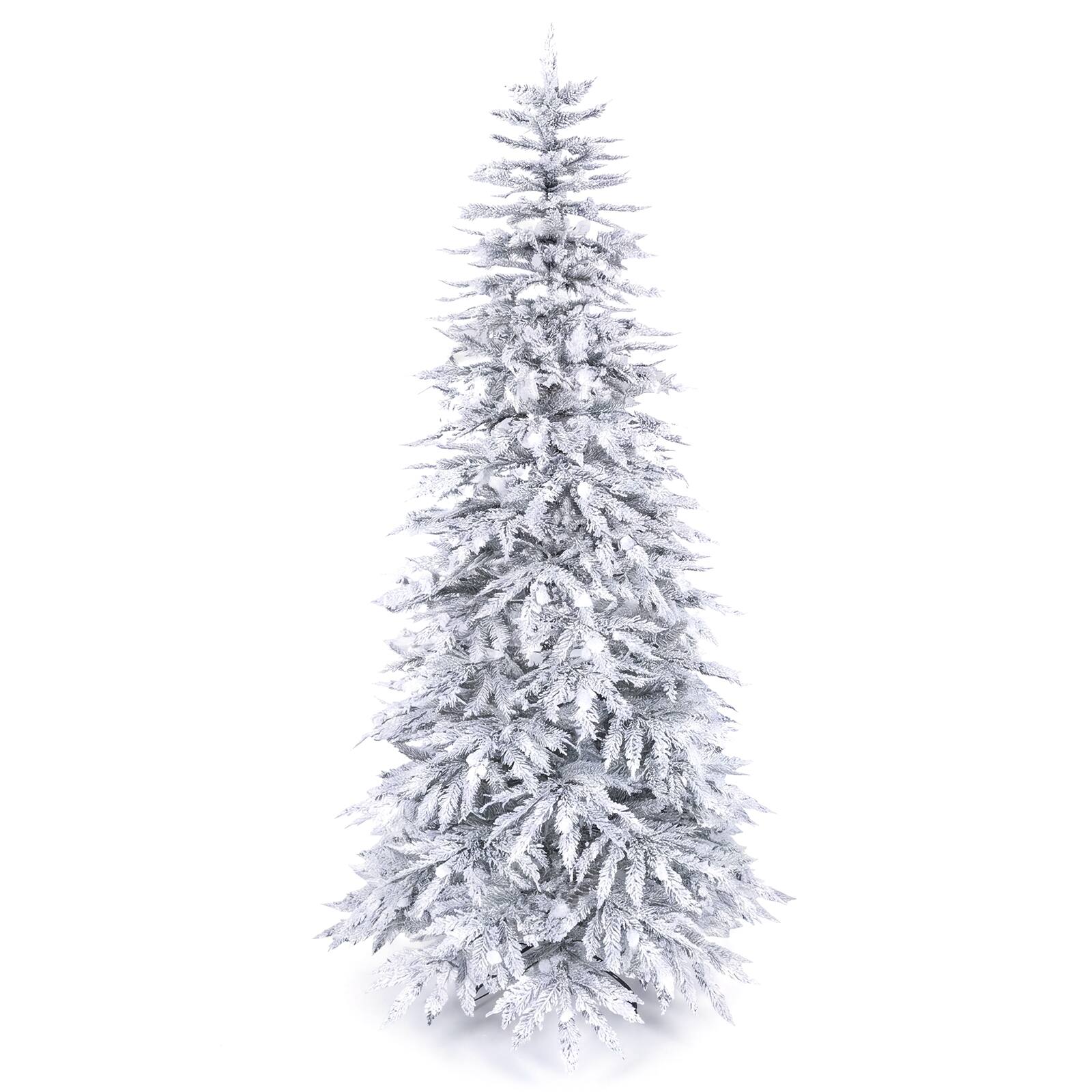 Alt View 9. Costway - Costway 8 ft Flocked Cypress Christmas Tree with 935 Full PE Branch Tips, 440 LED Lights Sparse-Style - White.