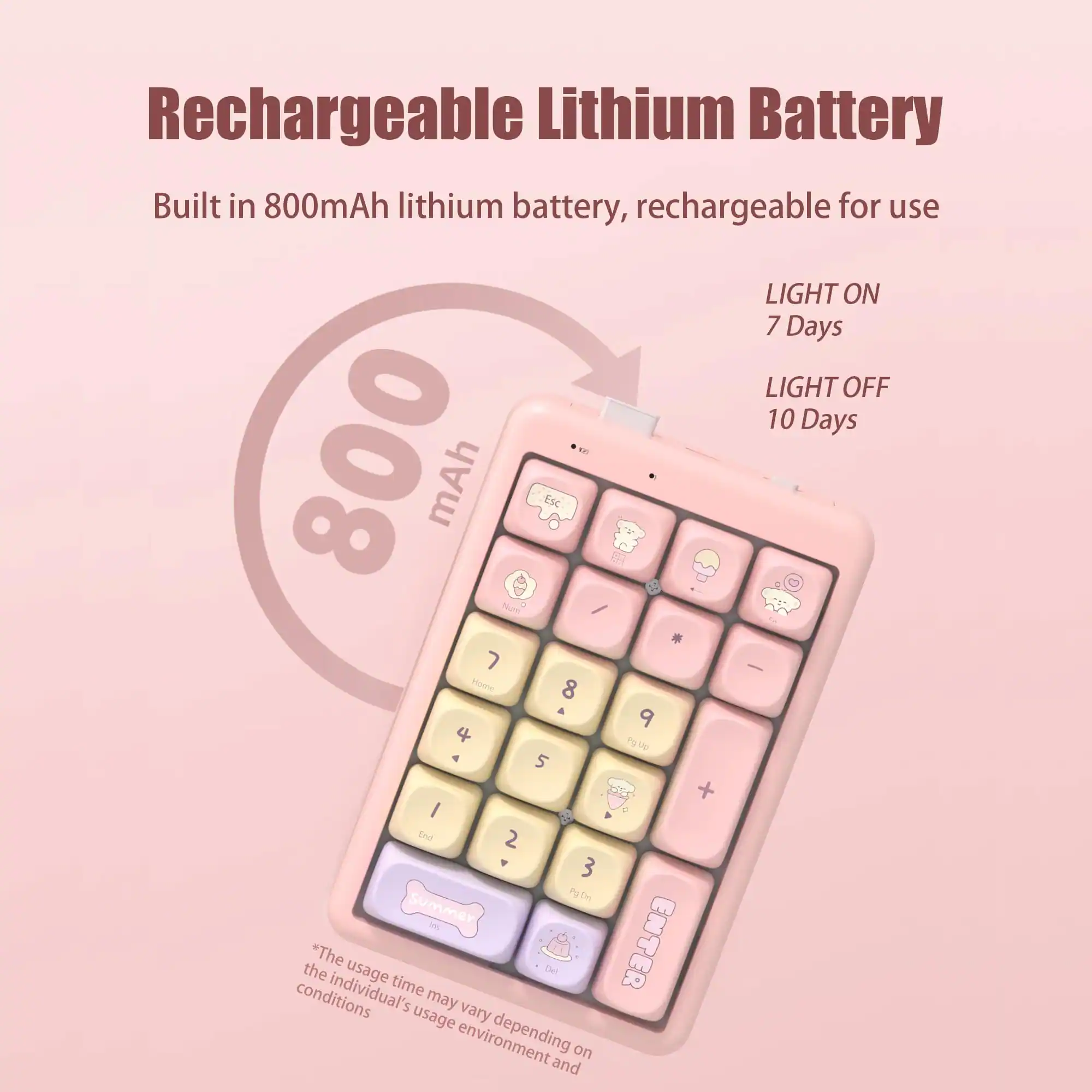 Rechargeable Lithium Battery

Built in 800mAh lithium battery, rechargeable for use

LIGHT ON 7 Days
LIGHT OFF 10 Days

*The usage time may vary depending on the individual's usage environment and conditions