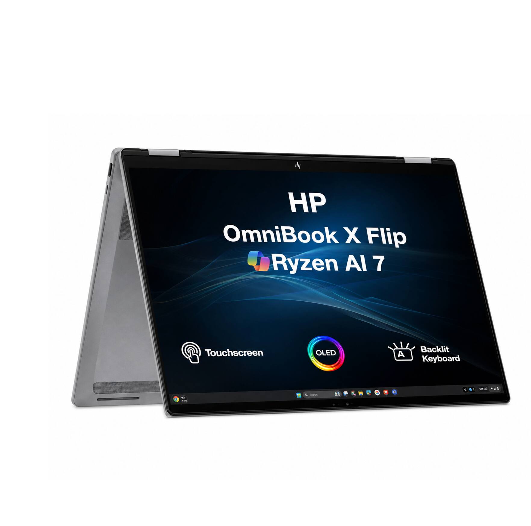 HP OmniBook X Flip Ryzen AI 7  
Touchscreen  
OLED  
Backlit Keyboard