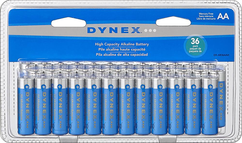 Front. Dynex™ - AA Batteries (36-Pack) - Blue/Silver.