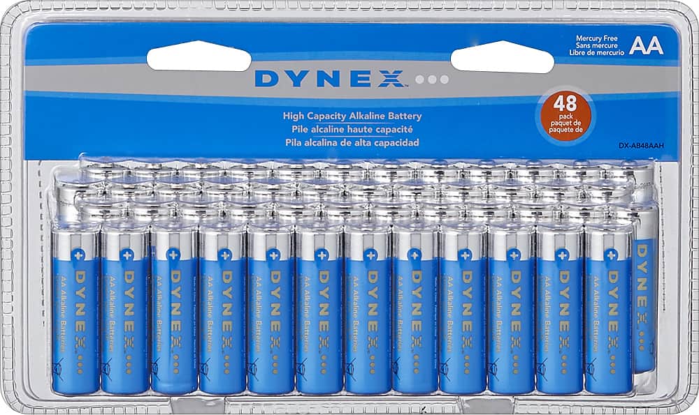 Front. Dynex™ - AA Batteries (48-Pack) - Blue/Silver.