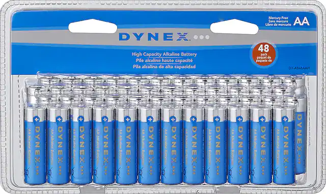 Front. Dynex™ - AA Batteries (48-Pack) - Blue/Silver.