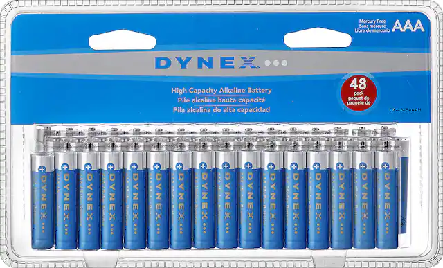 Front. Dynex™ - AAA Batteries (48-Pack) - Blue/Silver.