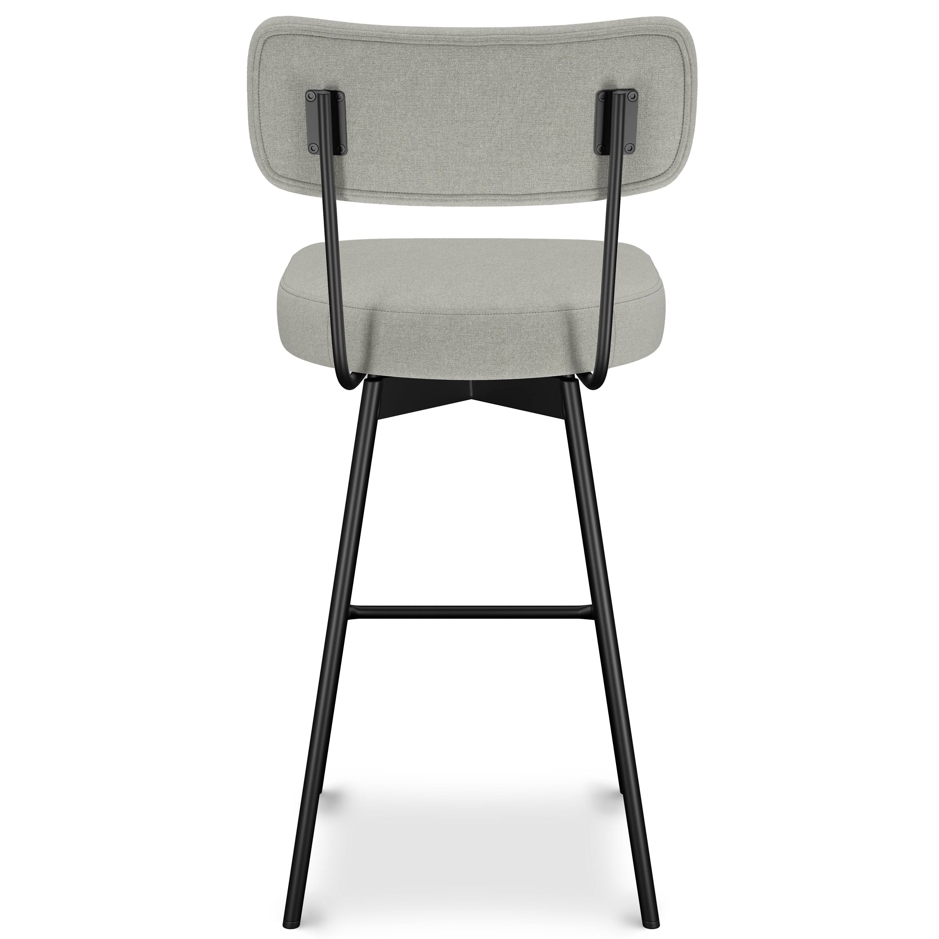Back. Simpli Home - Giselle Contemporary Modern Swivel Bar Stool (Set of 2) in Light Grey  Polyester Linen - Light Grey.