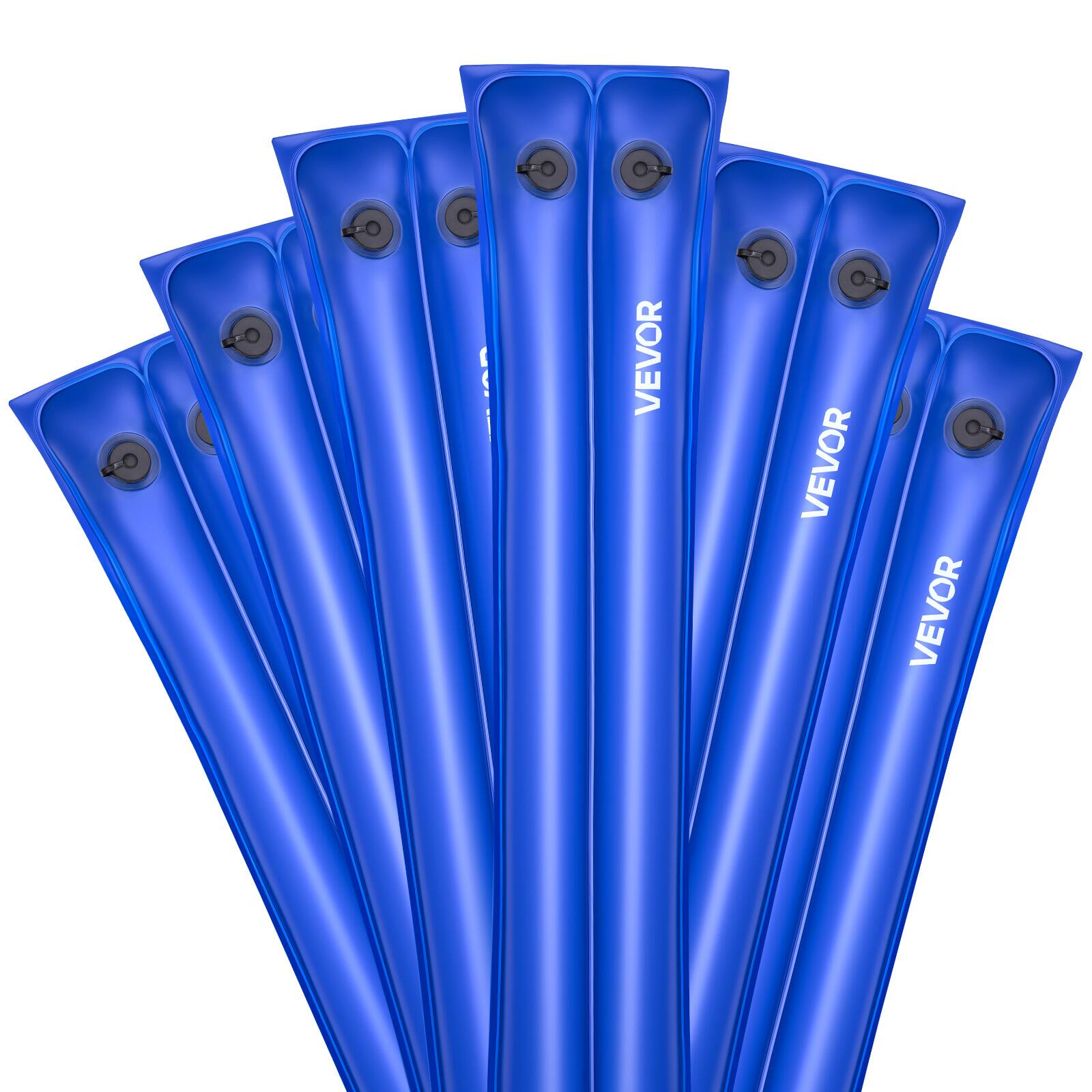 VEVOR - Pool Cover Water Bags, Set of 6, 8 Ft Double Chamber Tubes, 0.4mm Thick PVC with Leak-Resistant Screw Caps - Dark blue