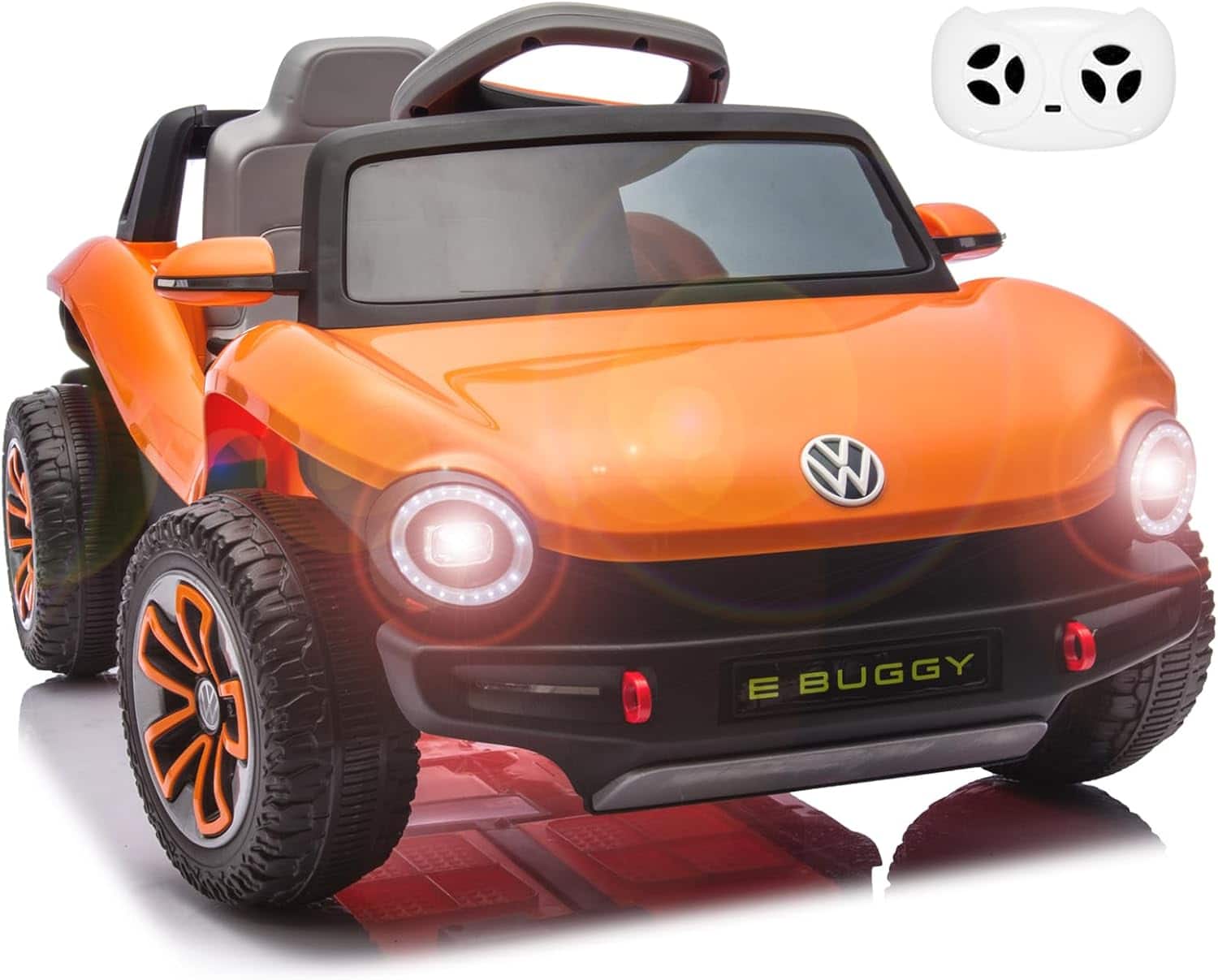 Homhougo - Kids Electric Vehicle Licensed Volkswagen | 12V Ride-On Toy with Remote Control | LED Lights, MP3, and Bluetooth | for - Orange