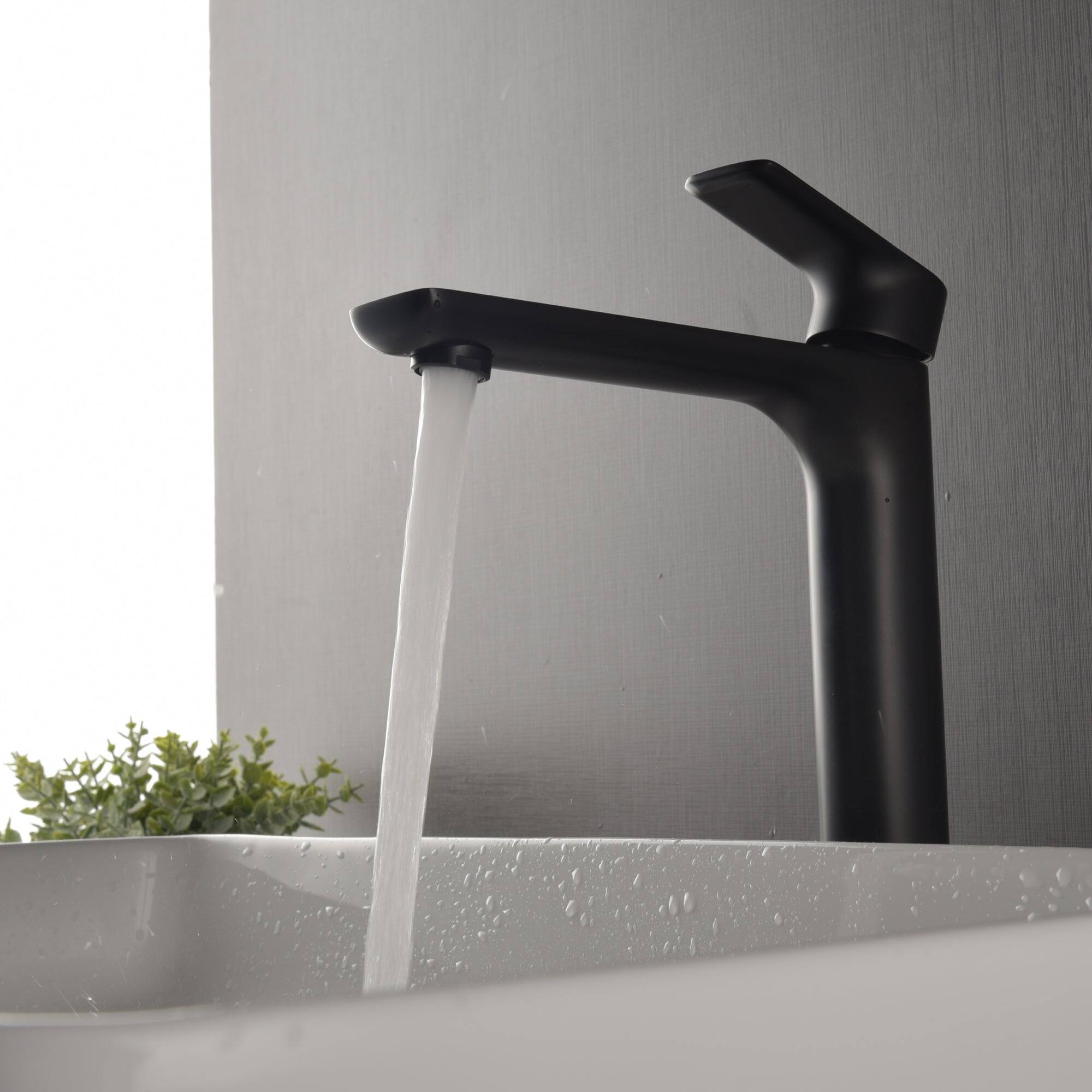 Alt View 9. Boyel Living - 1.2 GPM Single Handle Single Hole Bathroom Faucet with Water Supply Hose and Built in Aerator in Matte Black Tall - Matte Black.
