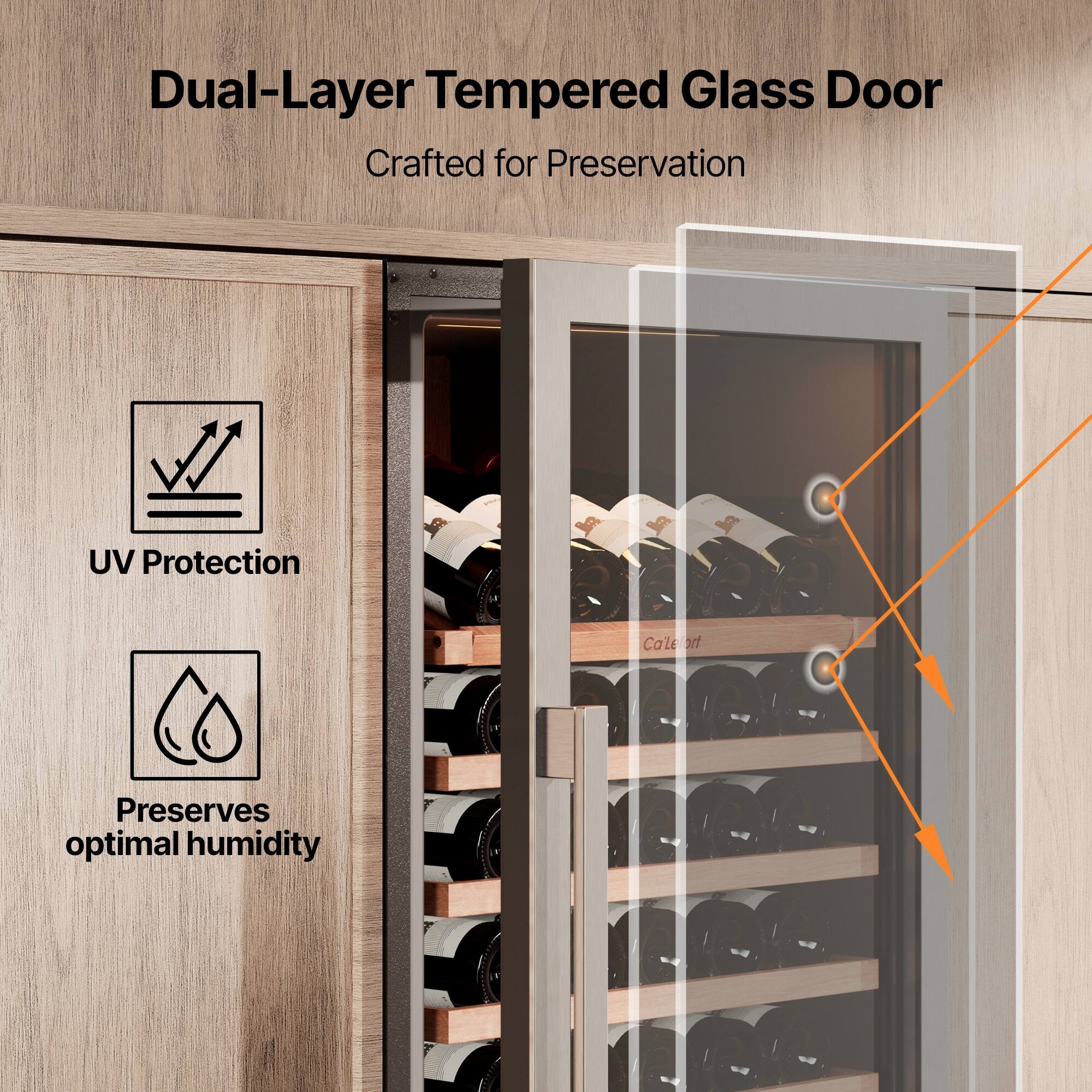 Dual-Layer Tempered Glass Door  
Crafted for Preservation  

UV Protection  
Preserves optimal humidity