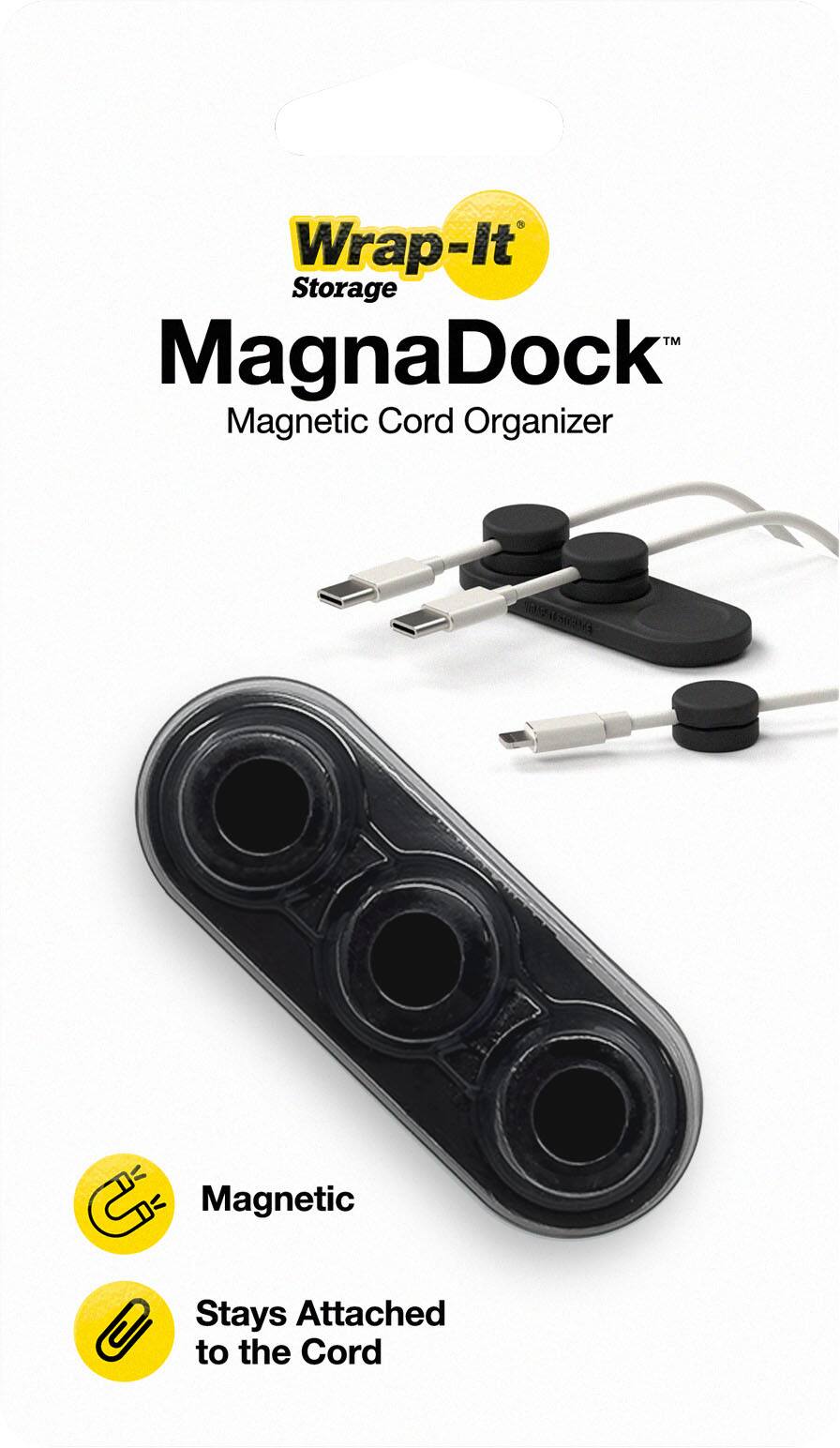 Wrap-It Storage™ MagnaDock™ Magnetic Cord Organizer

- Magnetic
- Stays Attached to the Cord