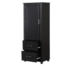 Ecooso - Tall Bathroom Storage Cabinet with 2 Drawers & Adjustable Shelf, MDF Board Construction - Black