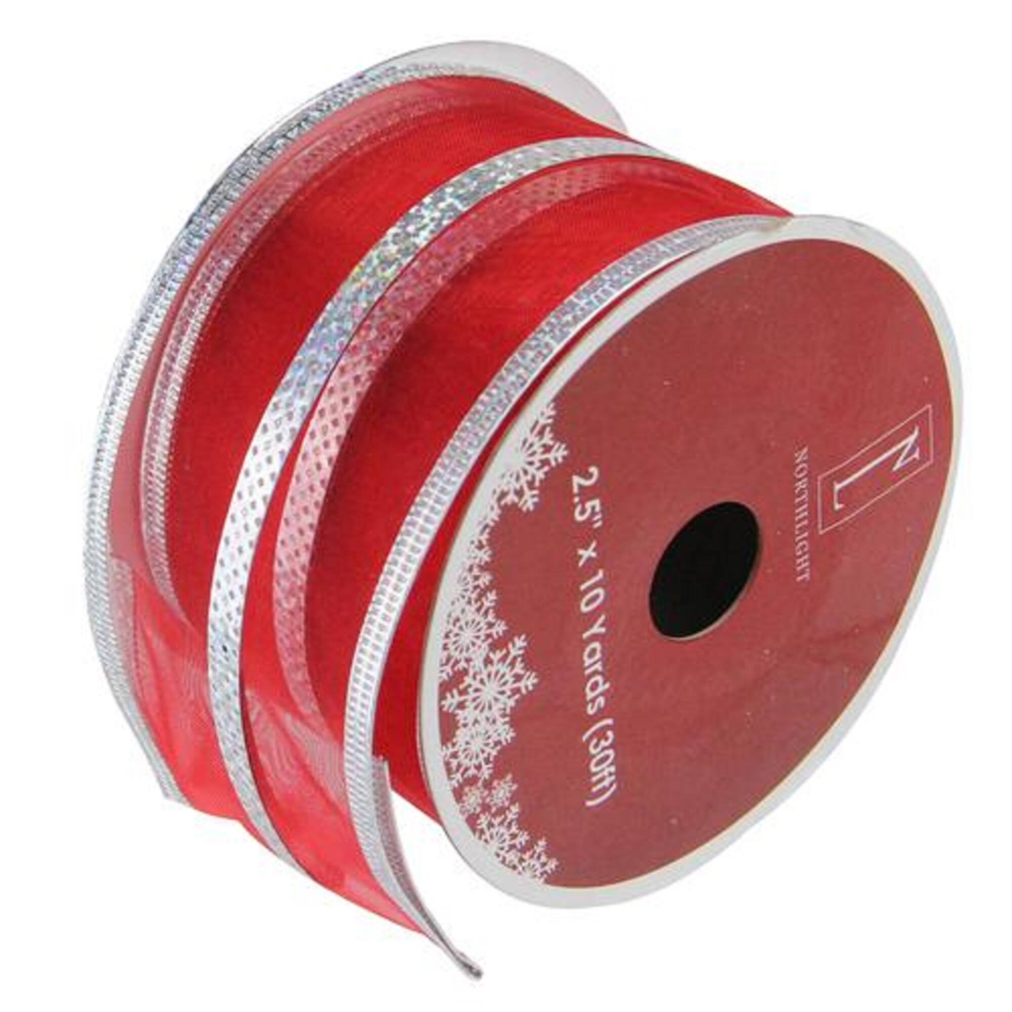Northlight and Silver Striped Christmas Wired Craft Ribbon 2.5