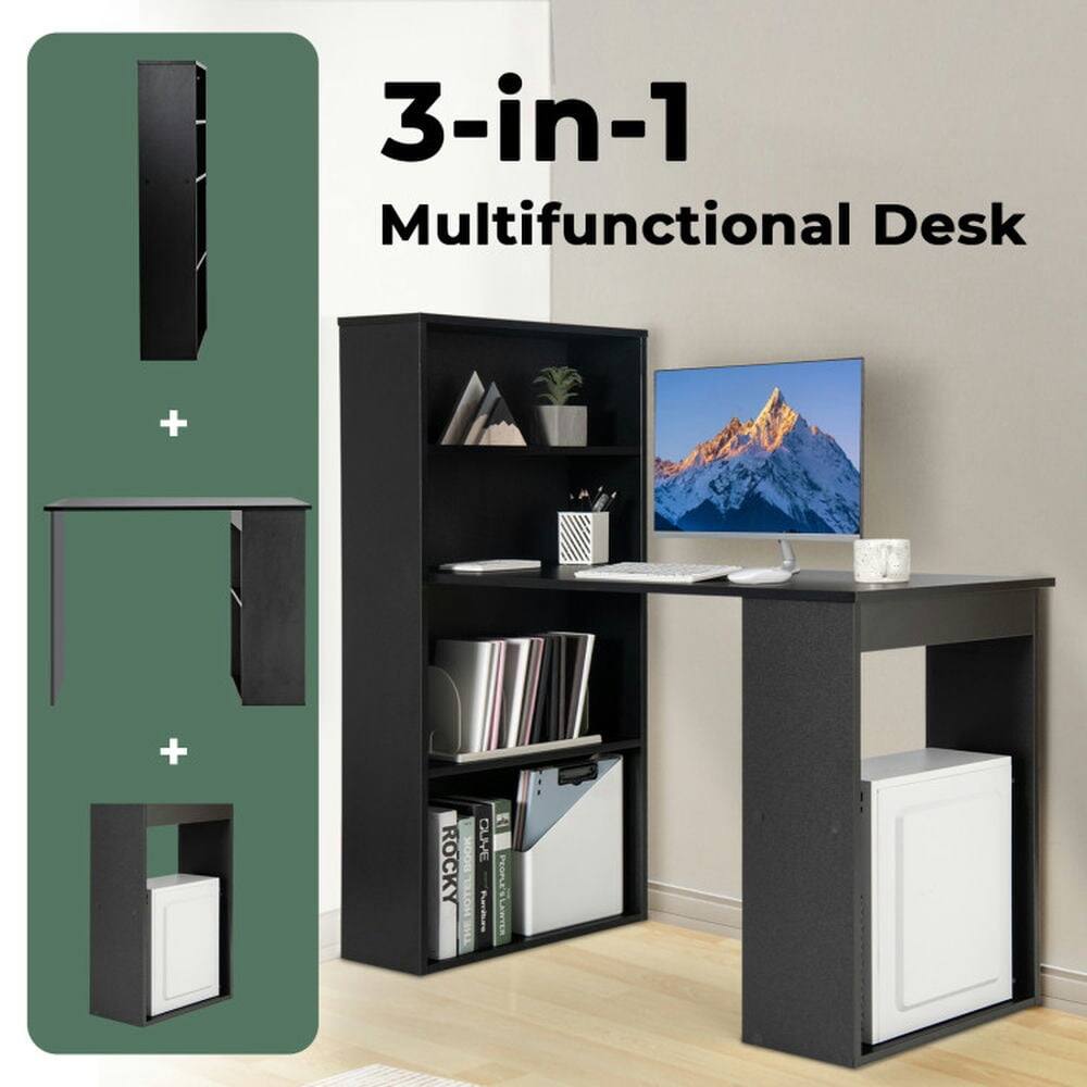 Kadyn - Computer Desk Writing Workstation Office with 6-Tier Storage Shelves- Home Office Desks, Gaming Computer Desks - Black - Thumbnail 4