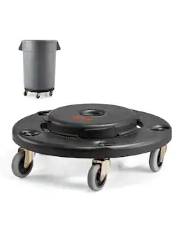 VEVOR - Trash Can Dolly, Fit 20, 32, 44, 55 Gallon Containers, Round Trash Can Roller Base with 4 Lockable Wheels - Black