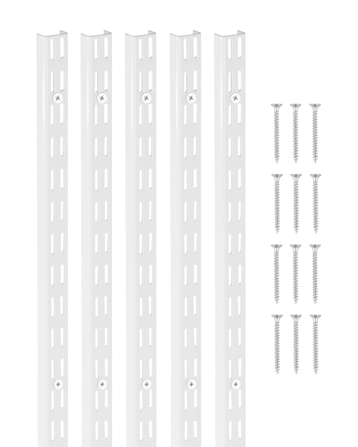 VEVOR - Shelf Pilaster, 60-inch 5 Pack, Dual Track Upright Wall Shelving System, Heavy Duty Support System Twin Slot Shelf Rails - White