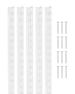 VEVOR - Shelf Pilaster, 60-inch 5 Pack, Dual Track Upright Wall Shelving System, Heavy Duty Support System Twin Slot Shelf Rails - White