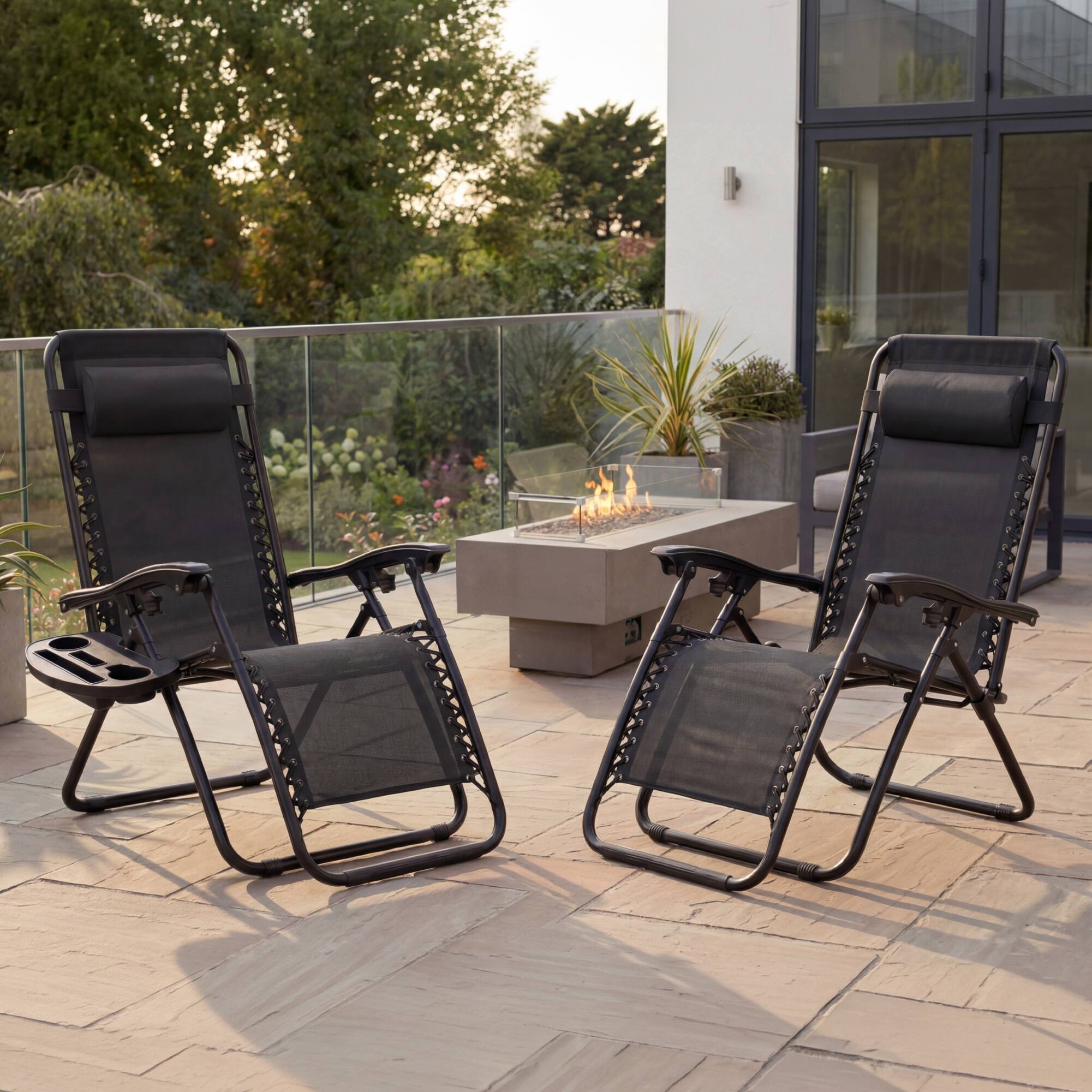 Alt View 7. Best Choice Products - Best Choice Products Set of 2 Zero Gravity Lounge Chair Recliners for Patio, Pool w/ Cup Holder Tray - Black - Black.