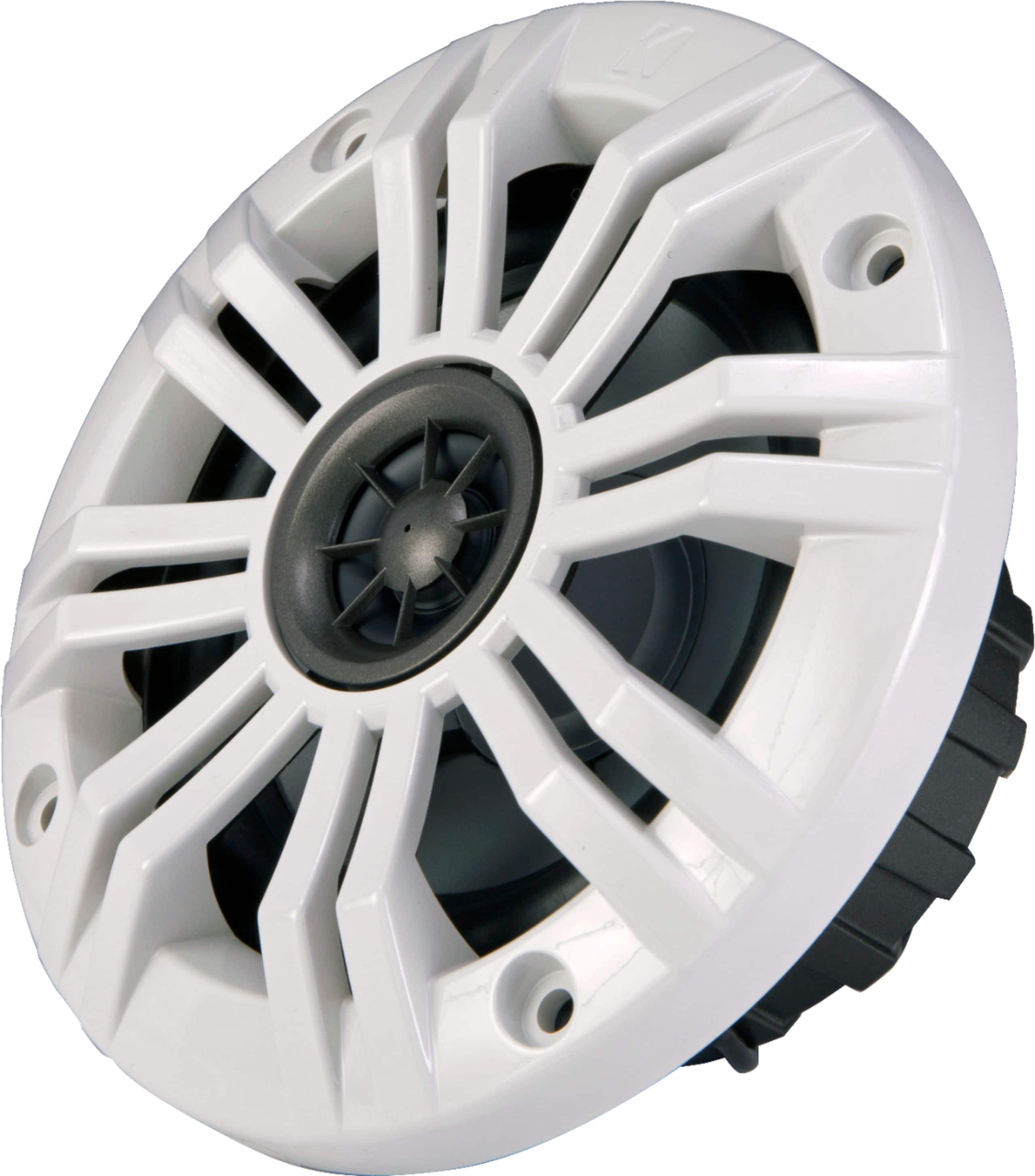 Angle. KICKER - KM 4" 2-Way Coaxial Marine Speaker with Injection-Molded Polypropylene Cone (Pair) - Charcoal/White.