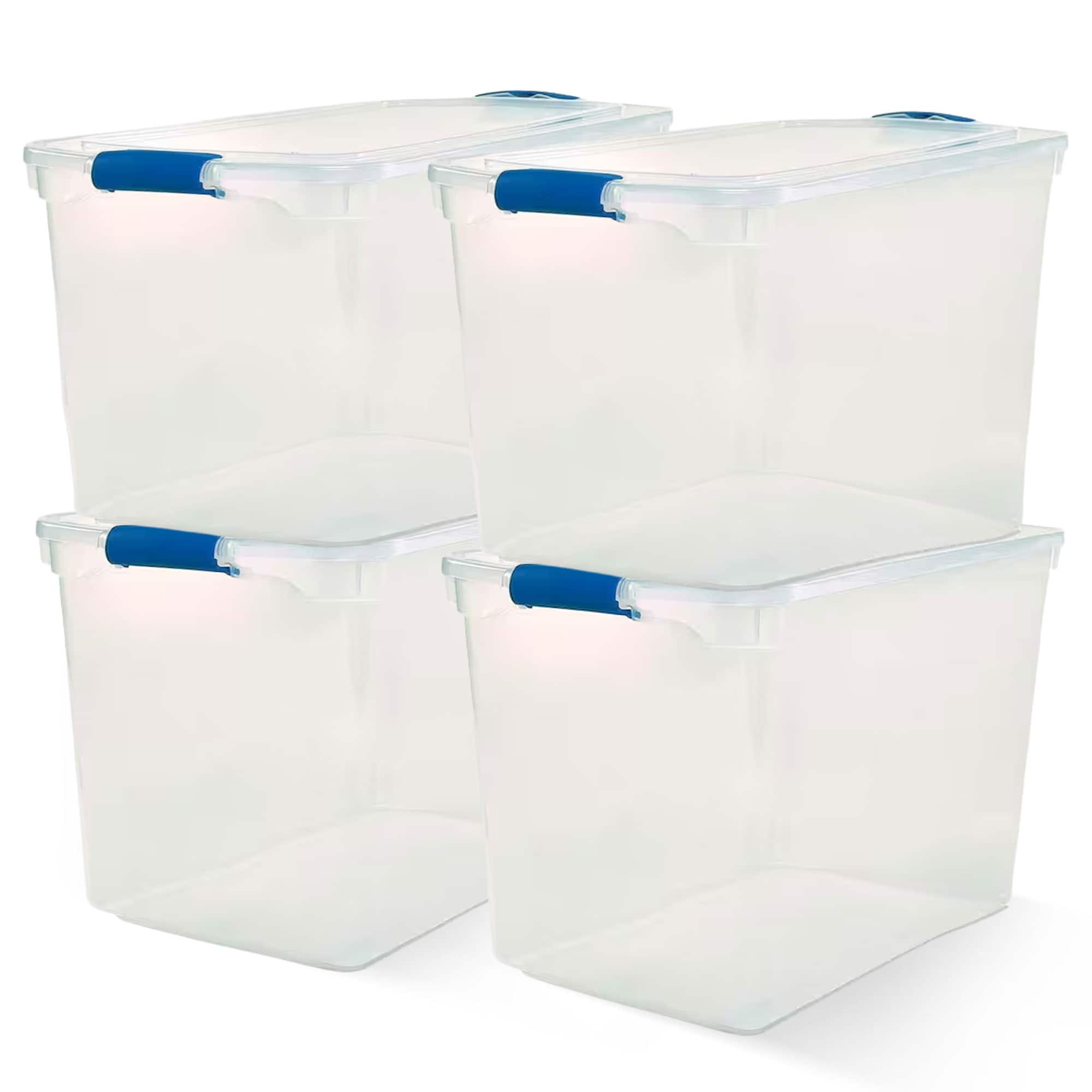 Homz - 112 Quart Heavy Duty Modular Stackable Storage Containers, Clear, 4 Pack