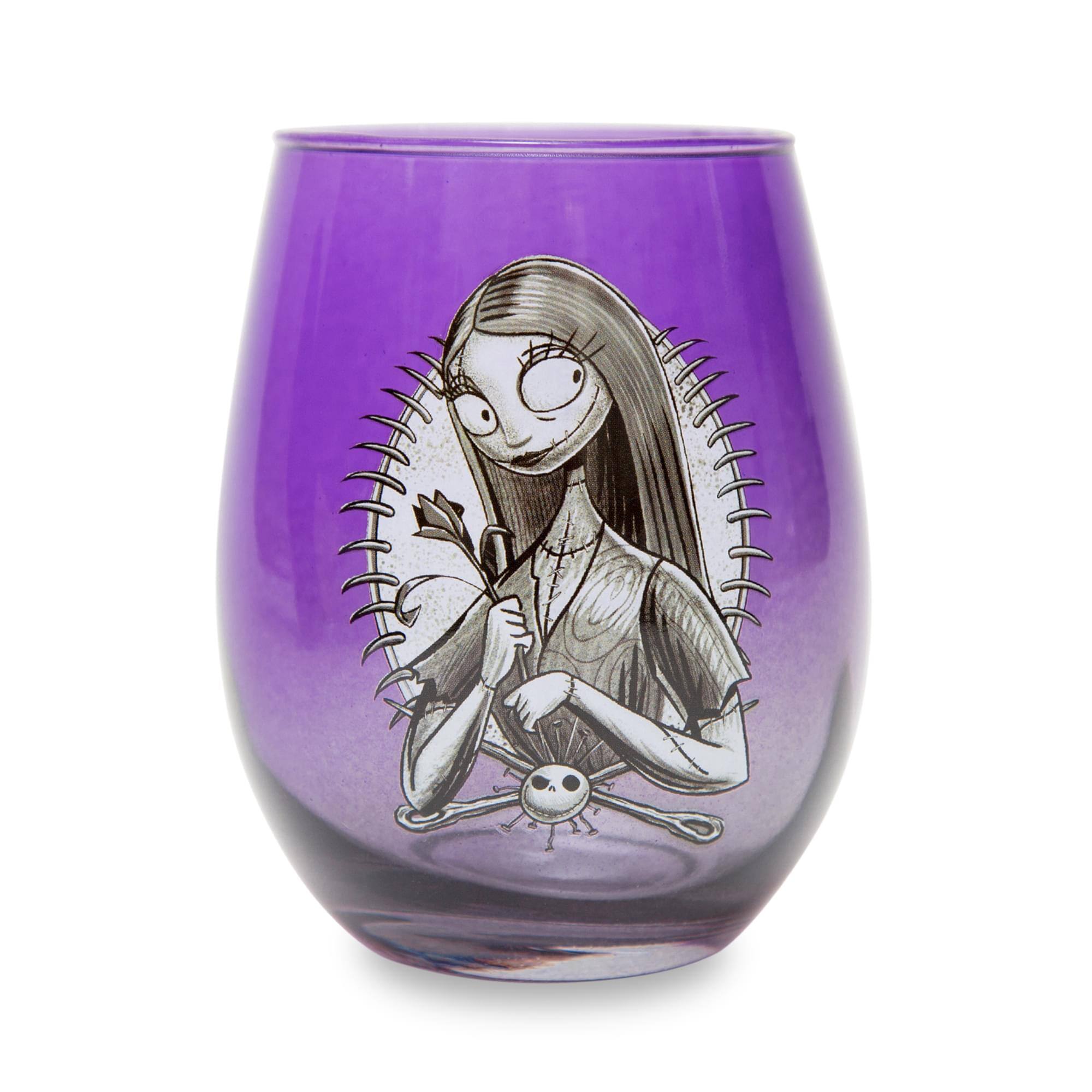 Front. Disney - Disney The Nightmare Before Christmas Sally Purple Stemless Wine Glass - Purple.
