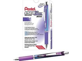 Pentel - EnerGel Deluxe RTX Retractable Gel Pens, Medium Point Needle Tip, 12/Pack - Purple Ink