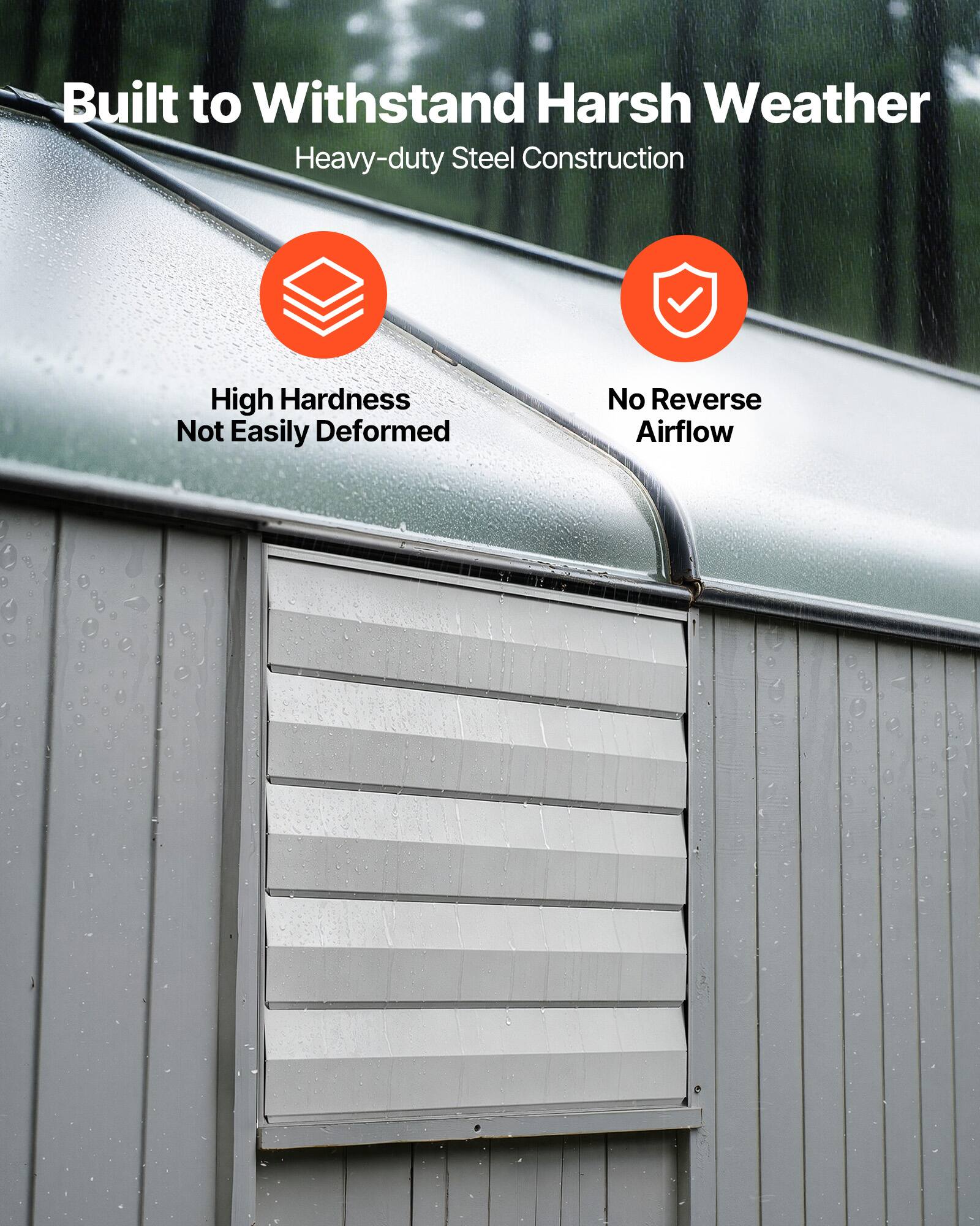 Built to Withstand Harsh Weather  
Heavy-duty Steel Construction  
High Hardness  
Not Easily Deformed  
No Reverse Airflow