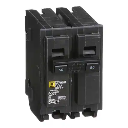 EET NOWDO 50 50 COMMON TRIP TYPE OM TIPO 10 kA 120/240V A/Cu LISTED UL 62 HACR TYPE TIPO CARR ISSUE NO. DP-4075