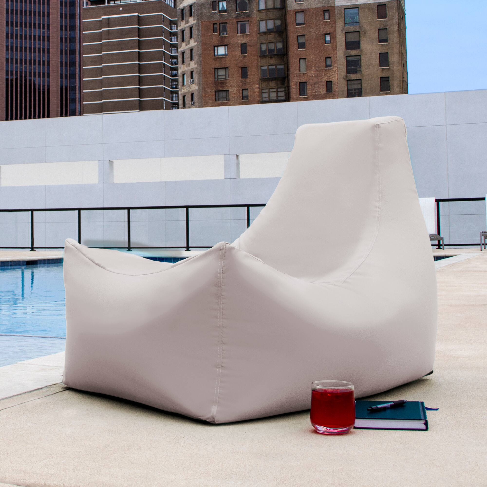 Angle. Jaxx - Jaxx Juniper Outdoor Bean Bag Patio Chair & Poolside Lounge, White - Pearl.