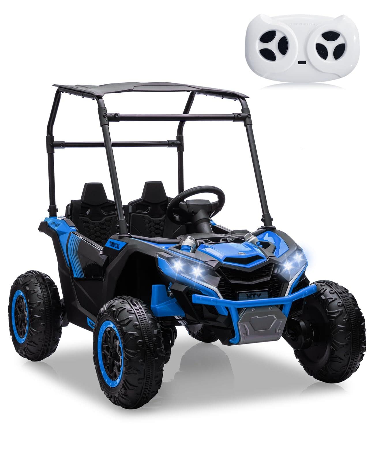 Jojoka - Acekool 2 Seater Ride on Car for Kids, 24V 7AH Electric Off-Road UTV Truck w/Forward & Reverse Functions - Blue
