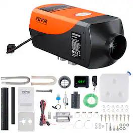 VEVOR - Diesel Air Heater, 12V 2KW Diesel Heater with Remote Control and LCD Display, 10L Fuel Tank Diesel Parking Heater - Black;Orange