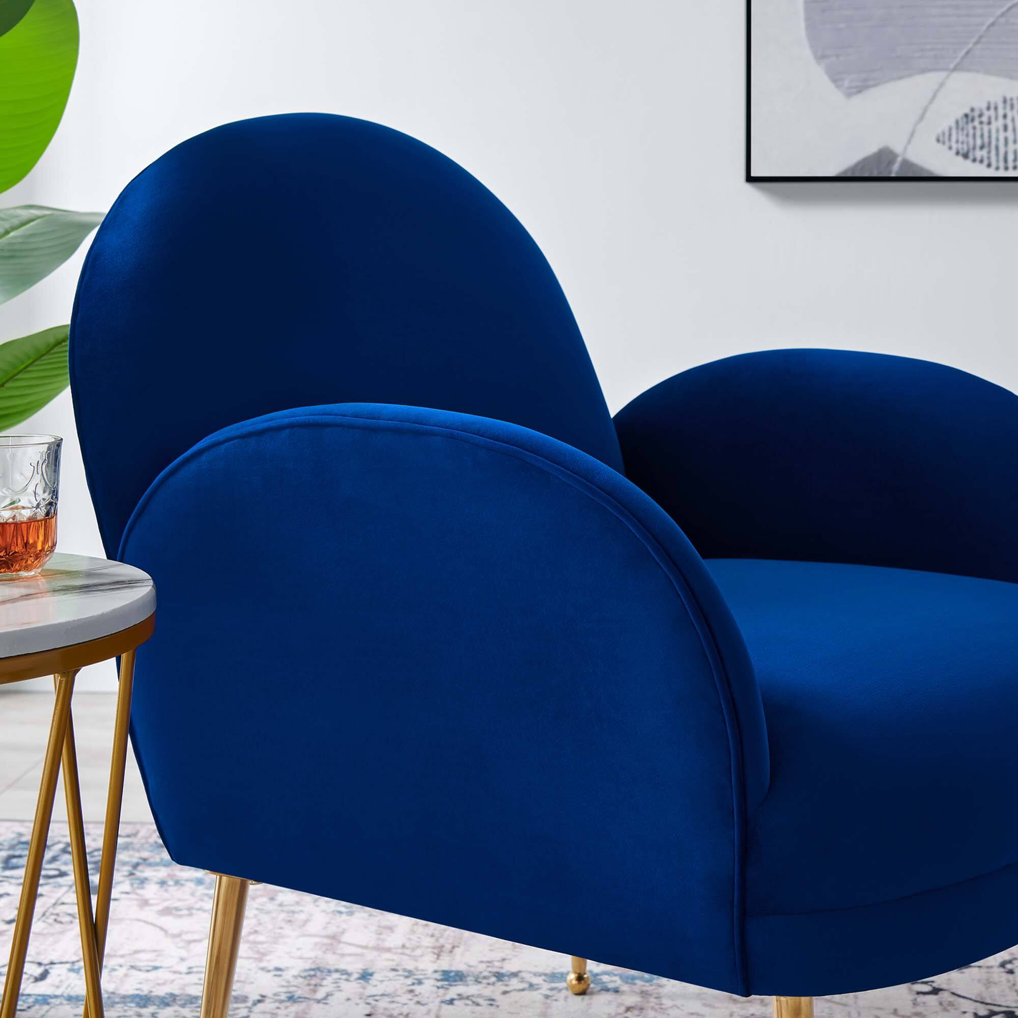 Back. Modway - Transcend Performance Velvet Armchair by Modway - Navy.