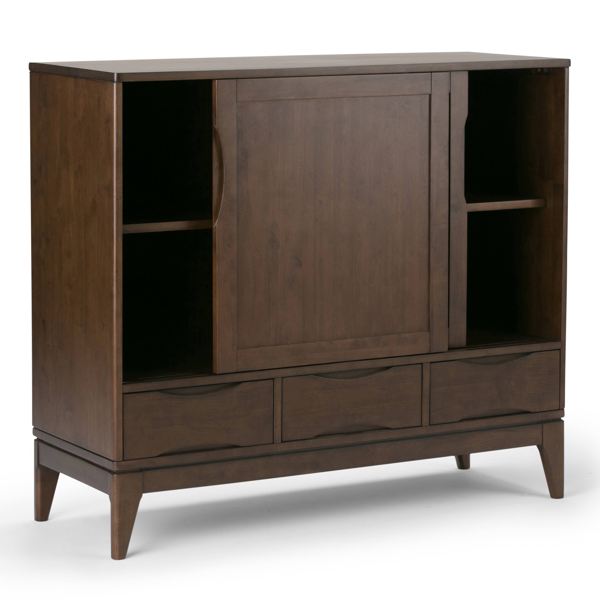 Back. Simpli Home - Harper Solid Wood 48 inch Storage Cabinet in Walnut Brown (Set of 2) - Walnut Brown.
