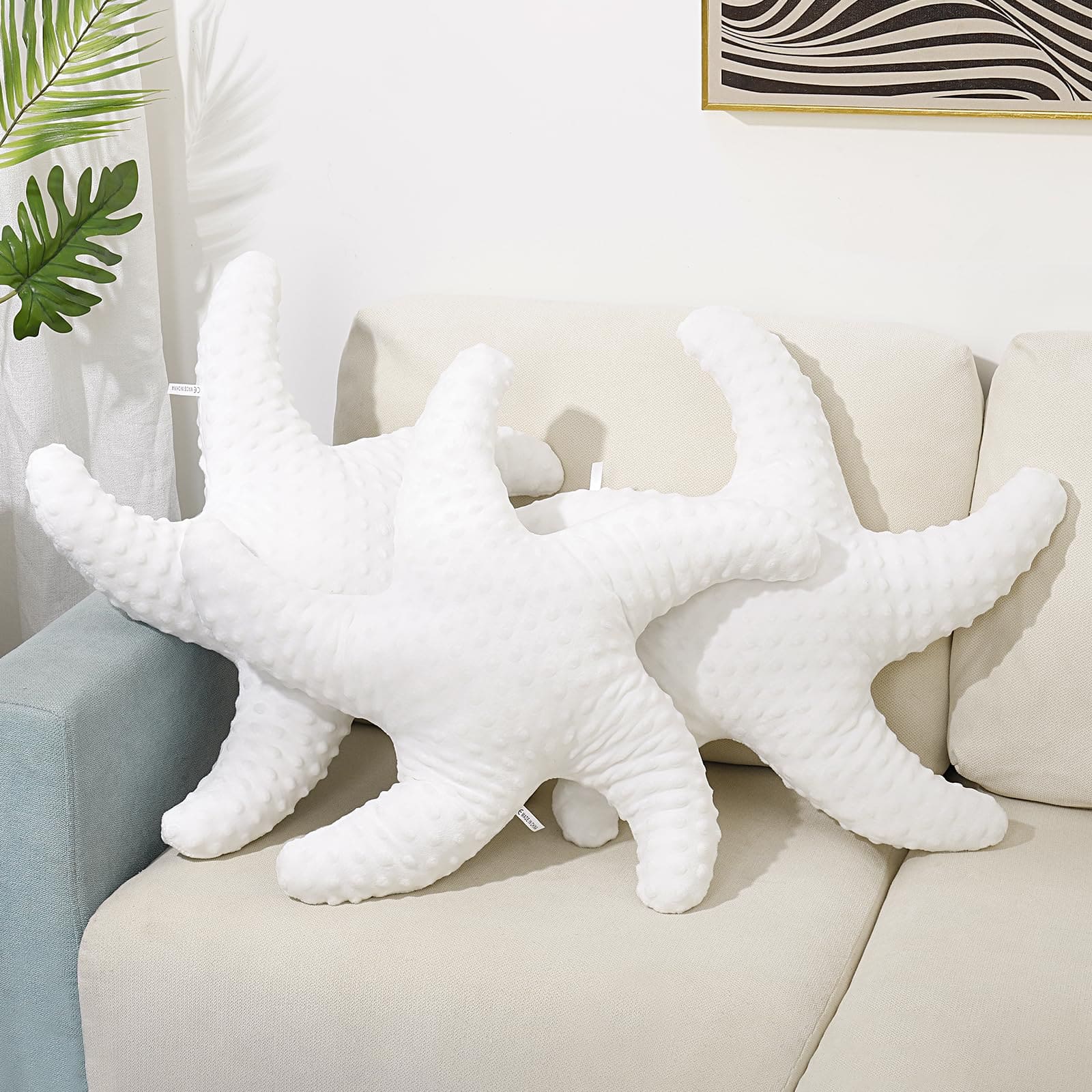 Paradigms Interiors - Starfish Pillow For Couch And Bed Decor Throw Beach Theme Accent Living Room - White+white+white-19.68inch(Pack of 3)
