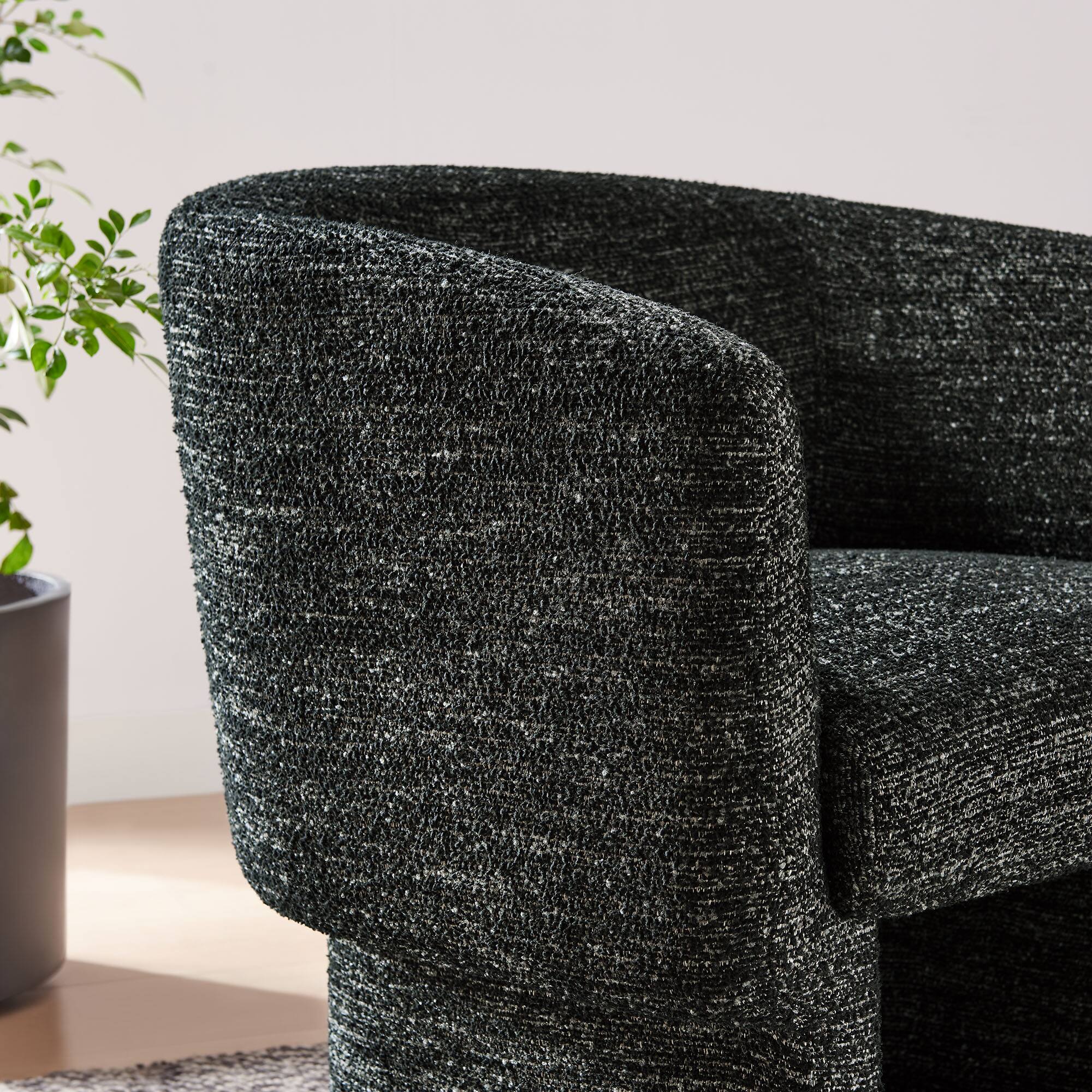 Alt View 1. Modway - Muse Boucle Fabric Barrel Accent Chair by Modway - Charcoal.