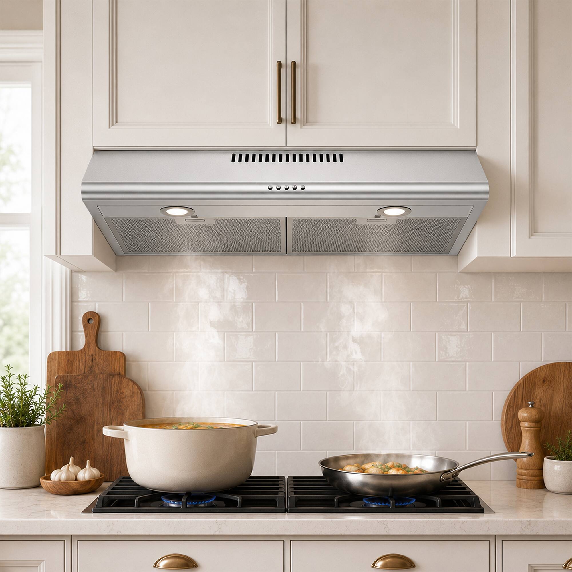 Alt View 3. Breezary - 30 inches - Convertible - Under cabinet Range Hood with 3-Speed Fan - Silver.