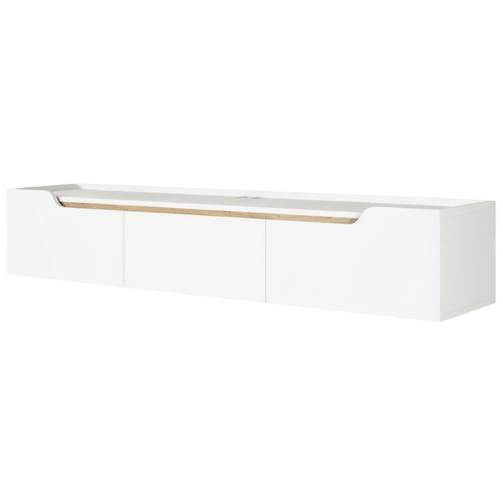 FurniFact - Wall-Mounted TV Stand, Up to 80 Inch Screens, Engineered Wood Finish - White