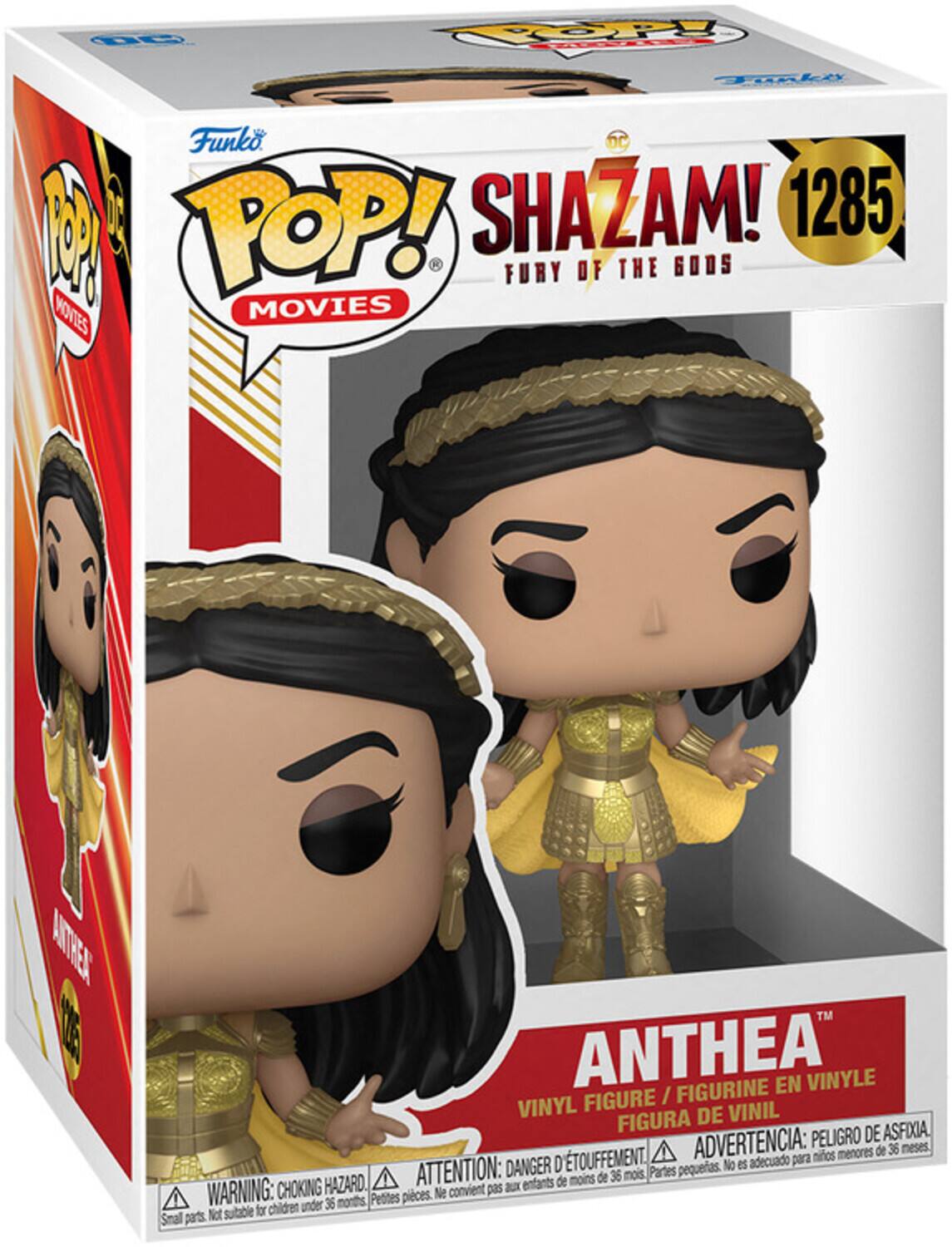 POP! SHAZAM! 1285 FURY OF THE GODS MOVIES ANTHEA VINYL FIGURE / FIGURINE EN VINYLE FIGURA DE VINIL PELIGRO DE ASFIXIA. ADVERTENCIA: PELIGRO DE ASFIXIA. ADVERTENCIA: DANGER D'ETOUFFEMENT. Partes pequeas. No es adecuado para de moins de 36 mois WARNING: CHOKING HAZARD. Petites pieces. e children under 36 months Not sutable for Smal parts