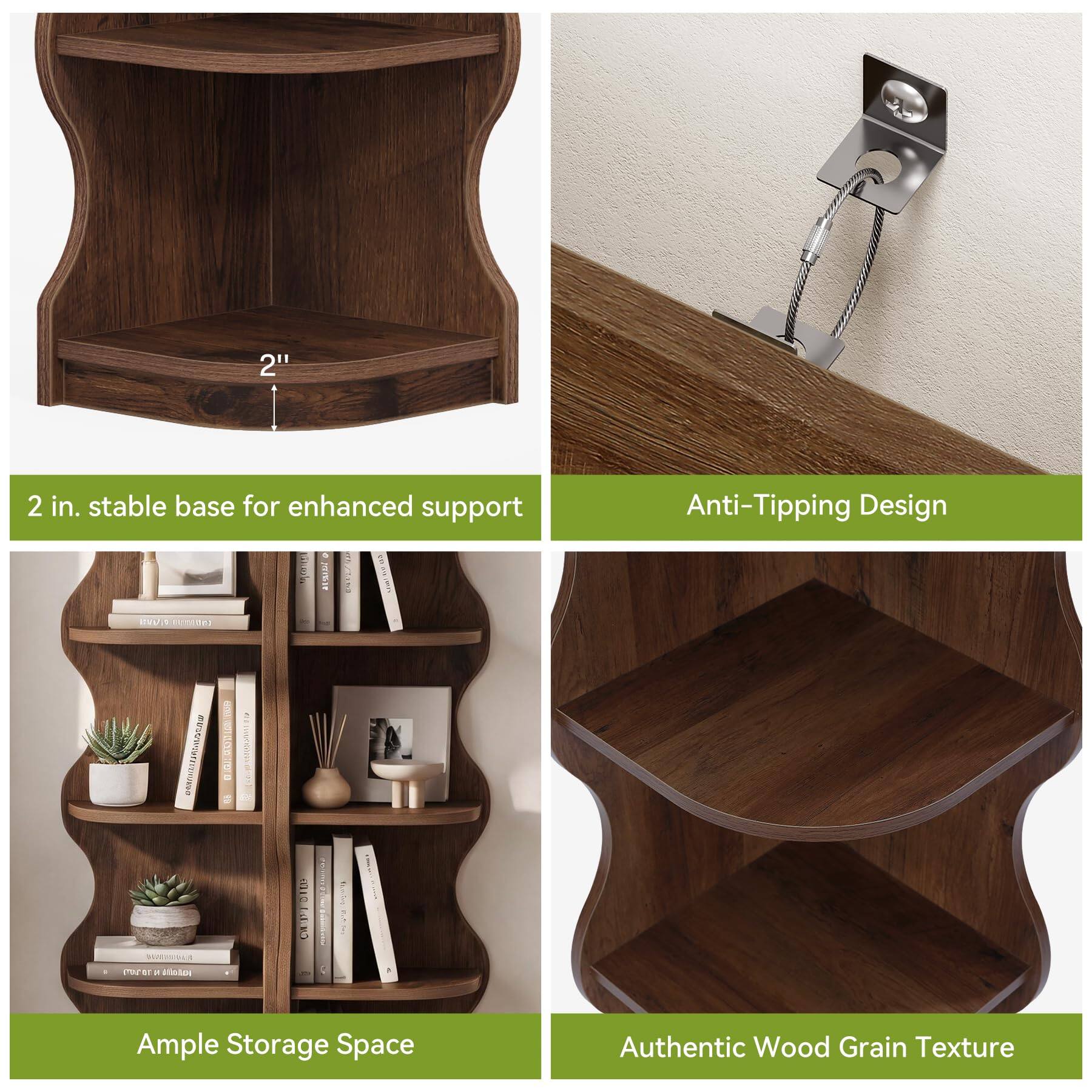 2 in. stable base for enhanced support  
Anti-Tipping Design  
Ample Storage Space  
Authentic Wood Grain Texture