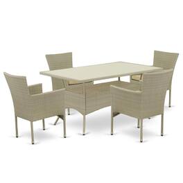 East West Furniture - Wicker Patio Set Natural Linen - Brown