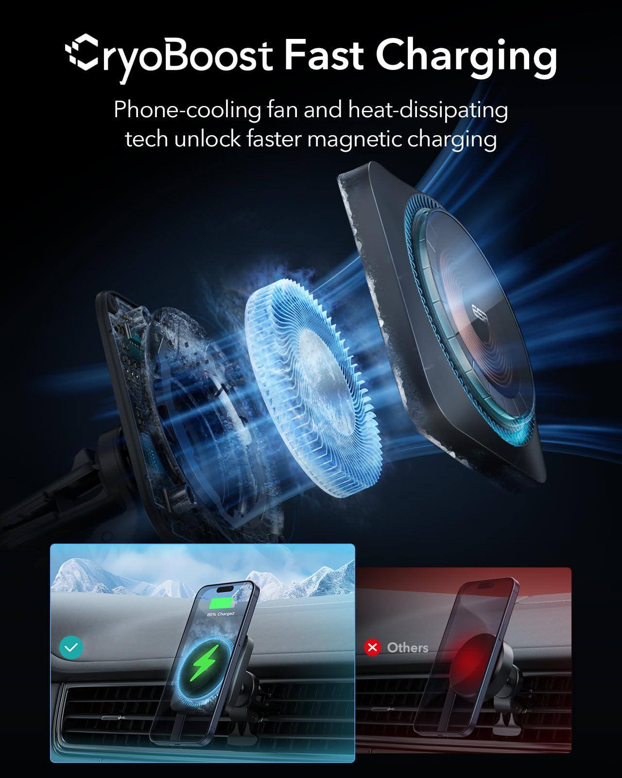 CryoBoost Fast Charging

Phone-cooling fan and heat-dissipating tech unlock faster magnetic charging