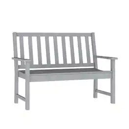Emma + Oliver - Matlin Indoor/Outdoor Bench with Contoured Seat and Armrests in Recycled HDPE - Gray