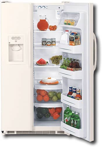 Front Standard. GE - 25.0 Side-by-Side Refrigerator with Thru-the-Door Ice and Water - Stainless-Steel (Special Order).