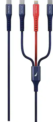 Nautica - 3 In 1 Charging Cable CB630 ( 60W ) ( C / C-L-C ) ( - Navy